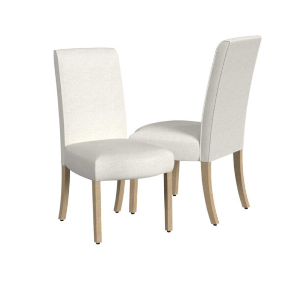 Jay Dining Chair Set of 2, Scalloped Details, Cream White Woven Fabric