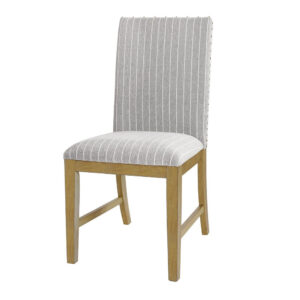 150220266992517adbe1c.jpeg Tim Dining Chair Set of 2, Wood Apron Frame, Gray Striped Polyester