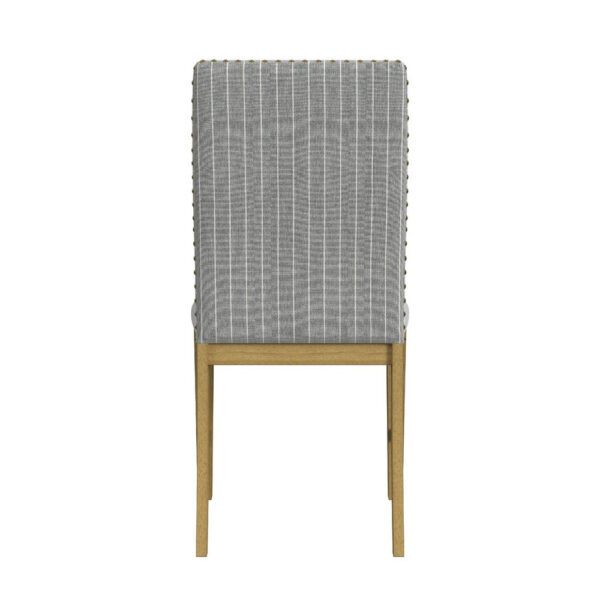 Tim Dining Chair Set of 2, Wood Apron Frame, Gray Striped Polyester