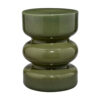 Ruo Patio Garden Stool End Table, Hourglass Body, Glossy Green Ceramic