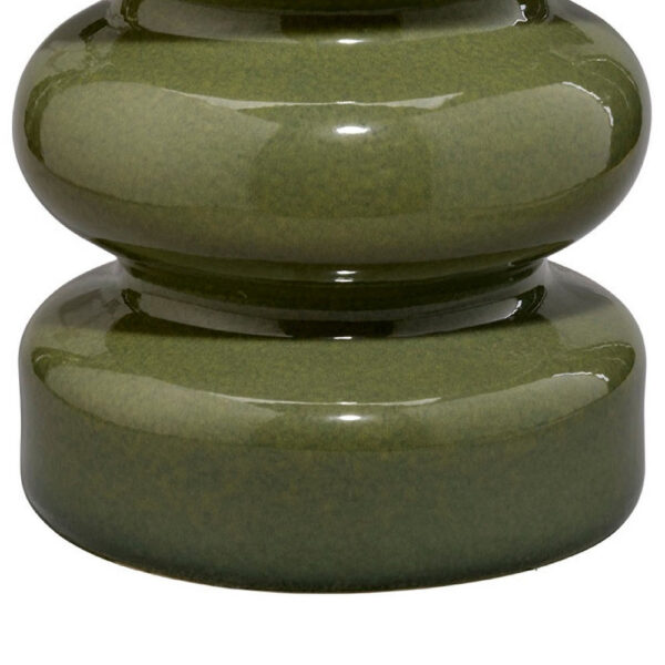 Ruo Patio Garden Stool End Table, Hourglass Body, Glossy Green Ceramic