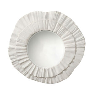 150220266992524d22ad4.jpeg Nolo Wall Decor Mirror, Abstract Round Petal Shape, White Resin 40x43