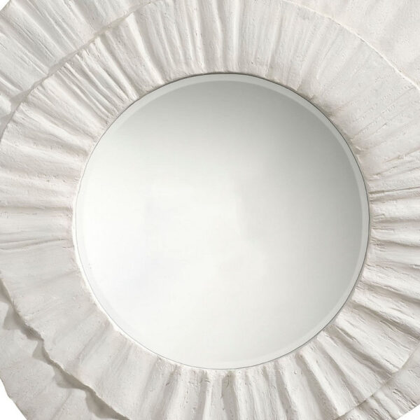 Nolo Wall Decor Mirror, Abstract Round Petal Shape, White Resin 40x43