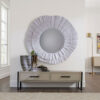 Nolo Wall Decor Mirror, Abstract Round Petal Shape, White Resin 40x43