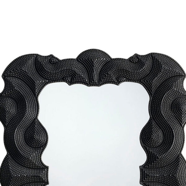 Diri Decorative Wall Mirror, Beaded Pattern Classic Black Resin 29x36