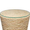 Grix Side Table, 20 Inch Tempered Glass Round Top, Braided Hourglass