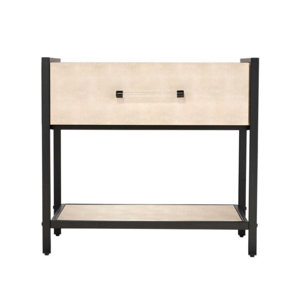 Caz Side Table, 1 Drawer, Black Frame, Faux Shagreen Leather, 26 Inch