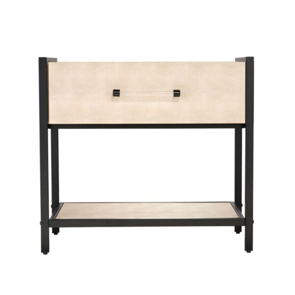 Caz Side Table, 1 Drawer, Black Frame, Faux Shagreen Leather, 26 Inch