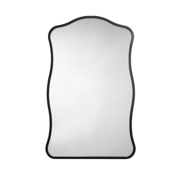 1502202669925328e64b5.jpeg Ari Wall Mirror, 38 Inch, Black Metal Wavy Frame, Hand Forged Iron