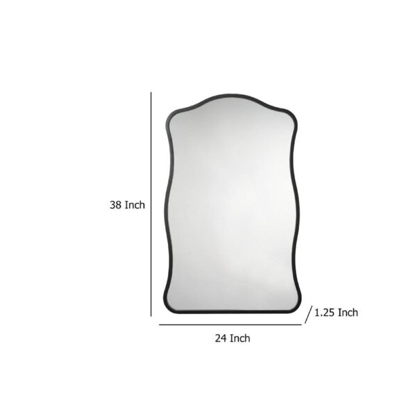 150220266992532e04694.jpeg Ari Wall Mirror, 38 Inch, Black Metal Wavy Frame, Hand Forged Iron