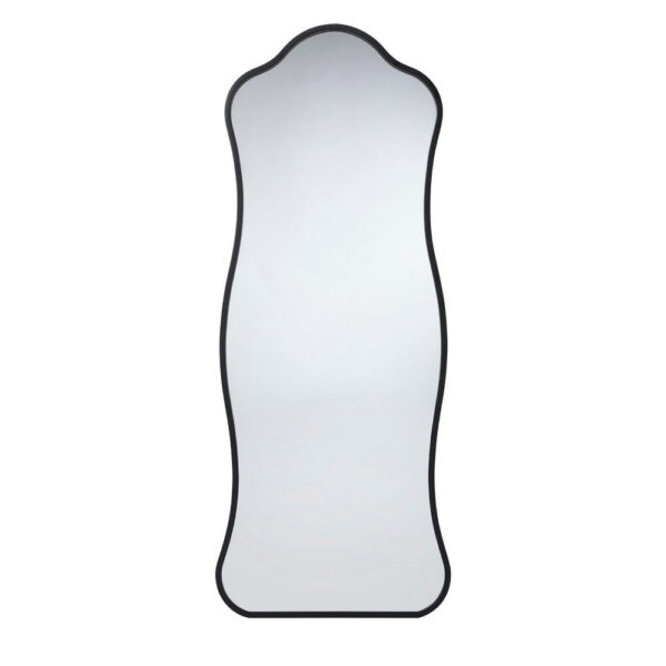 150220266992535a9c082.jpeg Ari Floor Mirror, 58 Inch, Black Metal Wavy Frame, Hand Forged Iron
