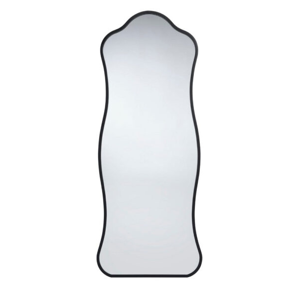 150220266992535c5be1f.jpeg Ari Floor Mirror, 58 Inch, Black Metal Wavy Frame, Hand Forged Iron