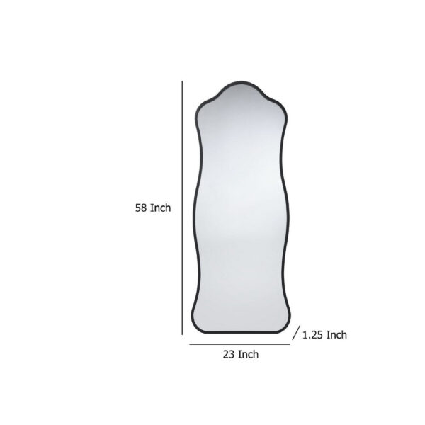 15022026699253614963f.jpeg Ari Floor Mirror, 58 Inch, Black Metal Wavy Frame, Hand Forged Iron