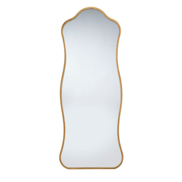150220266992536734e7a.jpeg Ari Floor Mirror, 58 Inch, Brass Metal Wavy Frame, Hand Forged Iron