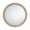 Riri Round Wall Mirror, 36 Inch Brown Wood Frame, Non Beveled Frame