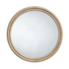 Riri Round Wall Mirror, 36 Inch Brown Wood Frame, Non Beveled Frame