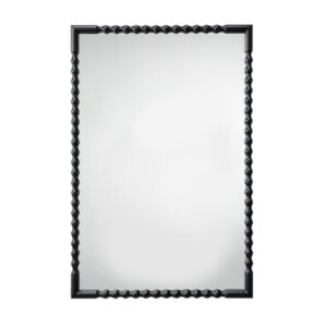 Perz Accent Wall Mirror, 24x36 Rectangular Beaded Frame, Forged Iron