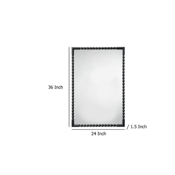 150220266992538701a70.jpeg Perz Accent Wall Mirror, 24x36 Rectangular Beaded Frame, Forged Iron