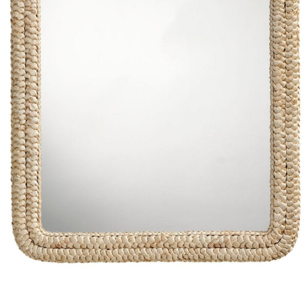 Grix Wall Mirror, 38 Inch Brown Braided Arch Frame, Woven Cornhusk