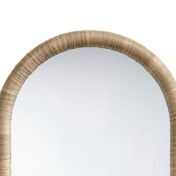 Tipz Wall Mirror, 34 Inch Natural Brown Arch Frame, Woven Seagrass