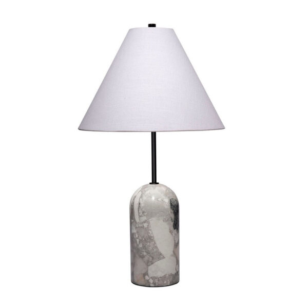 1502202669925401ee57c.jpeg Hely Accent Table Lamp, Linen Cone Shade, Travertine Stone 28 Inch