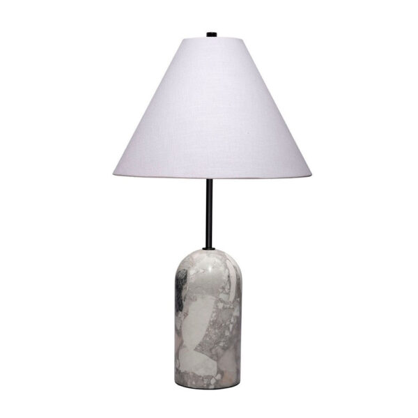 1502202669925403a70e2.jpeg Hely Accent Table Lamp, Linen Cone Shade, Travertine Stone 28 Inch