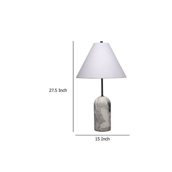 1502202669925407f2284.jpeg Hely Accent Table Lamp, Linen Cone Shade, Travertine Stone 28 Inch