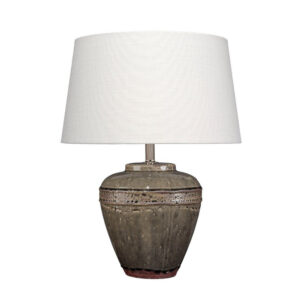 150220266992540fe74a6.jpeg Avo Accent Table Lamp, White Linen, Antique Ceramic Design 25 Inch