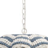 Fero Chandelier, Blue White Handcarved Mango Wood Beads, 27 Inch