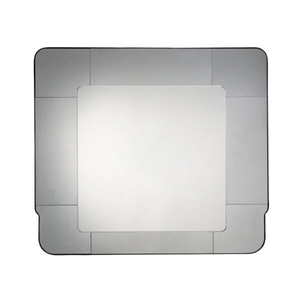 Fexo Wall Mirror, 45 Inch Mercury Glass Silver Frame, Hand Forged Iron