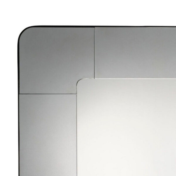 Fexo Wall Mirror, 45 Inch Mercury Glass Silver Frame, Hand Forged Iron