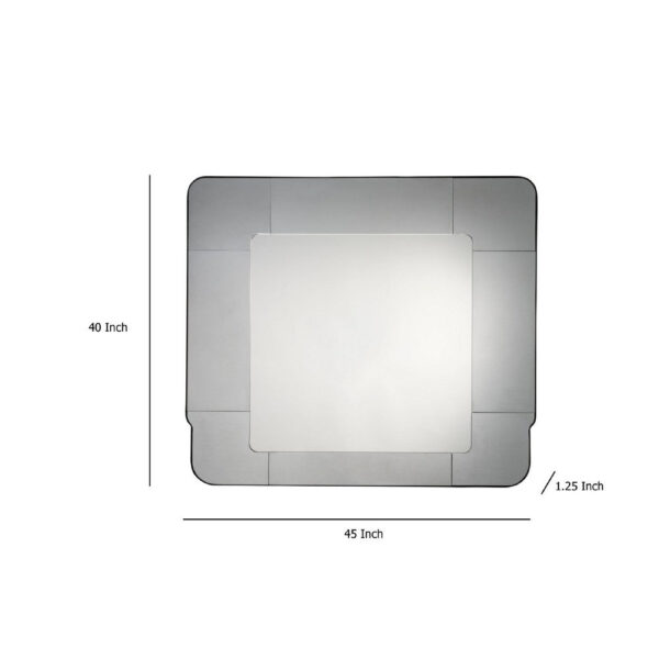 Fexo Wall Mirror, 45 Inch Mercury Glass Silver Frame, Hand Forged Iron