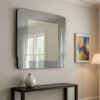 Fexo Wall Mirror, 45 Inch Mercury Glass Silver Frame, Hand Forged Iron