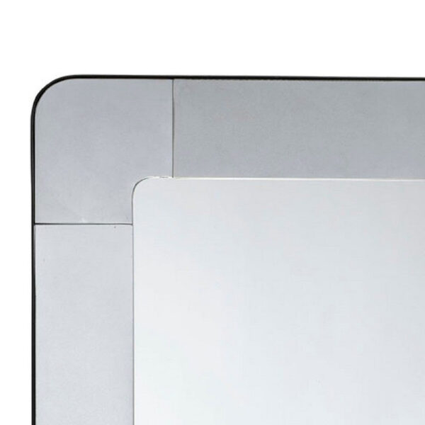 Fexo Wall Mirror, 36 Inch Mercury Glass Silver Frame, Hand Forged Iron