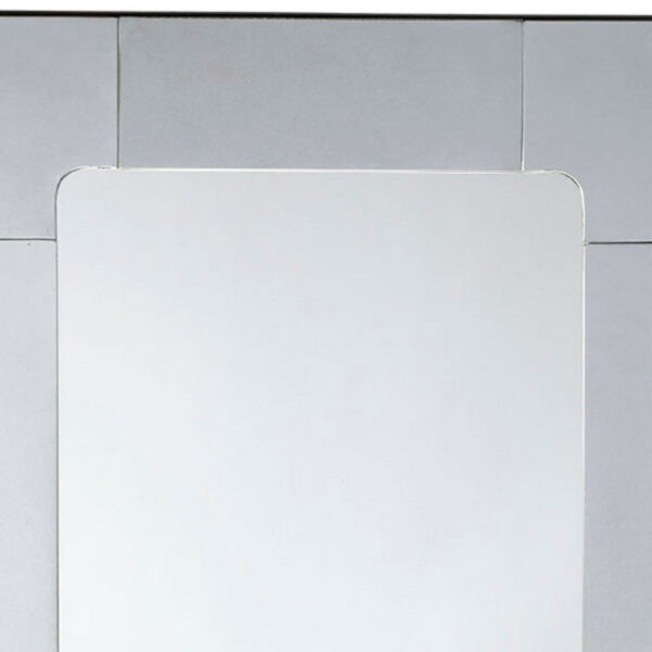 Fexo Wall Mirror, 36 Inch Mercury Glass Silver Frame, Hand Forged Iron