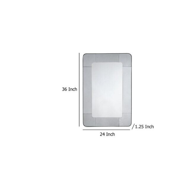 Fexo Wall Mirror, 36 Inch Mercury Glass Silver Frame, Hand Forged Iron