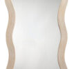 Lery Wall Mirror, 38 Inch Wavy Frame, Boho Style Ivory Natural Bamboo