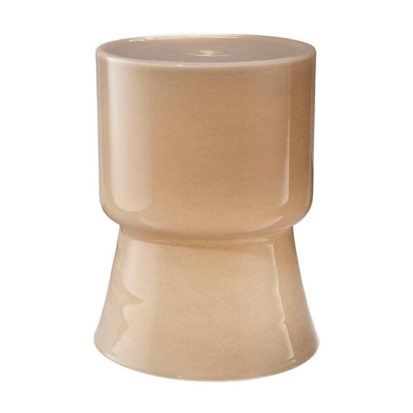 Hery Garden Side Table Stool, Hourglass, Glossy Brown Soda Lime Glass