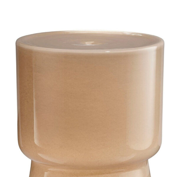 Hery Garden Side Table Stool, Hourglass, Glossy Brown Soda Lime Glass