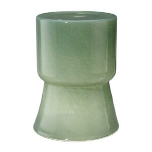 Hery Garden Side Table Stool, Hourglass, Glossy Green Soda Lime Glass