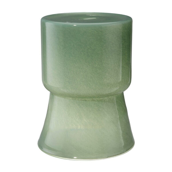 Hery Garden Side Table Stool, Hourglass, Glossy Green Soda Lime Glass