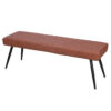 150220266992556cad862.jpeg Lopi Dining Bench, 54 Inch Cognac Brown Faux Leather Seat, Metal Legs
