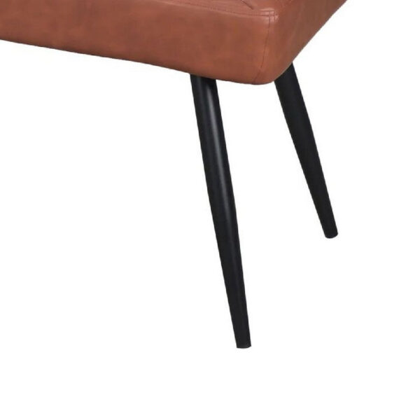 150220266992556fab229.jpeg Lopi Dining Bench, 54 Inch Cognac Brown Faux Leather Seat, Metal Legs