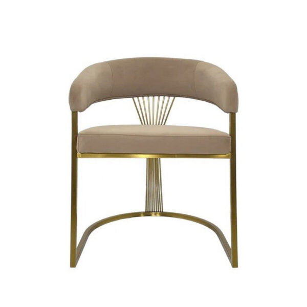 Yuki Dining Chair, Curved Gray Velvet Backrest, Silver Cantilever Base