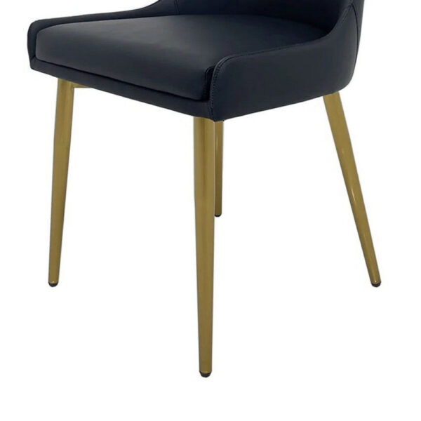 1502202669925581db815.jpeg Rusa Dining Chair Set of 2, Black Faux Leather Upholstery, Gold Legs