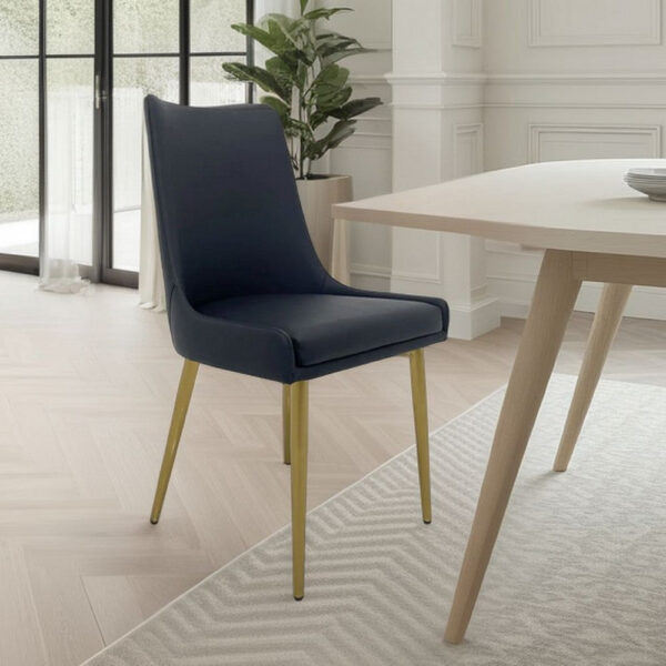 15022026699255850d015.jpeg Rusa Dining Chair Set of 2, Black Faux Leather Upholstery, Gold Legs