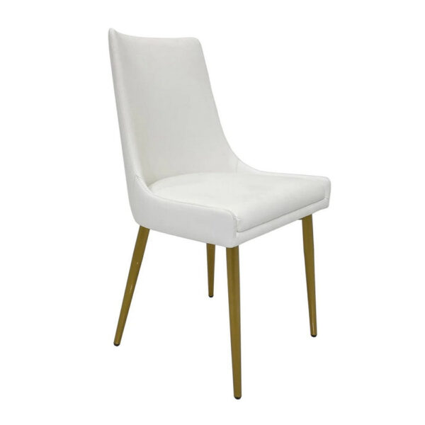 15022026699255a3005eb.jpeg Rusa Dining Chair Set of 2, White Faux Leather Upholstery, Gold Legs