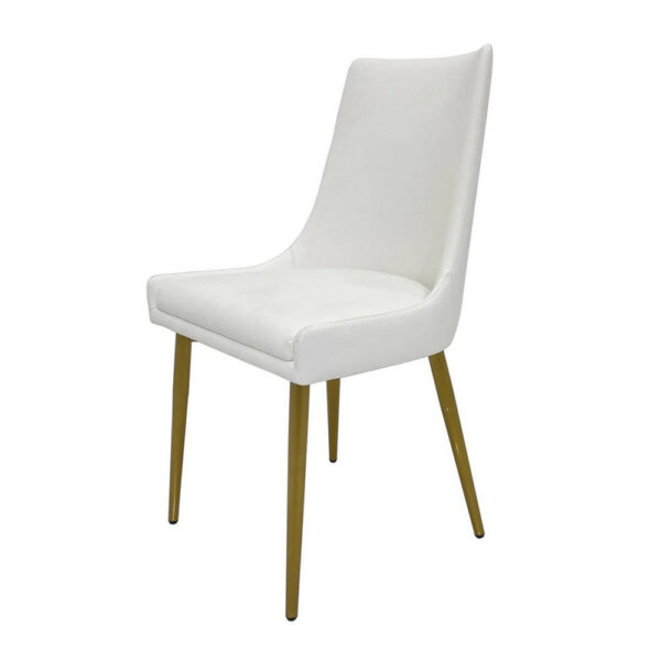 15022026699255a46a8bf.jpeg Rusa Dining Chair Set of 2, White Faux Leather Upholstery, Gold Legs