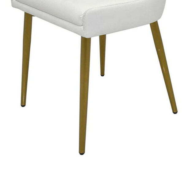 15022026699255a781427.jpeg Rusa Dining Chair Set of 2, White Faux Leather Upholstery, Gold Legs