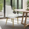 15022026699255aab14c8.jpeg Rusa Dining Chair Set of 2, White Faux Leather Upholstery, Gold Legs